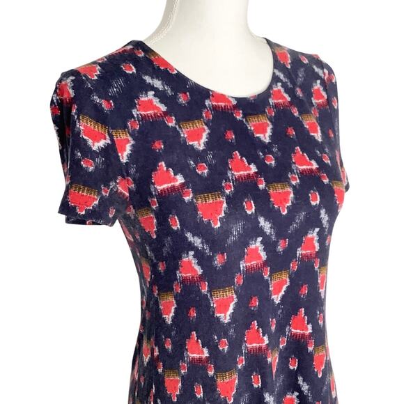 LOFT Blue Red Inkatha Print A-Line Swing Mini Dress XS - Picture 3 of 6